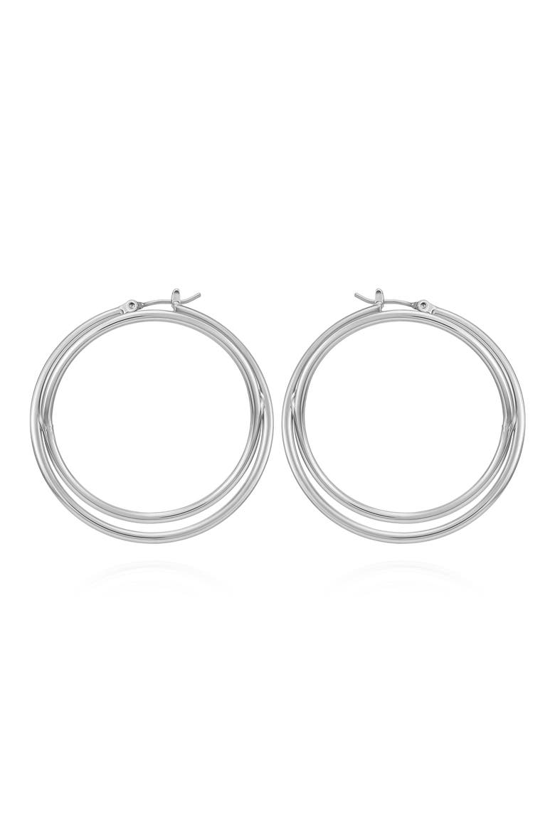 Double Hoop Earrings, Main, color, SILVER