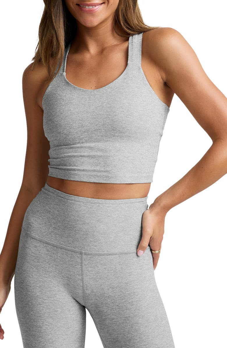 Beyond Yoga Twist Through Crop Tank, Main, color, Silver Mist