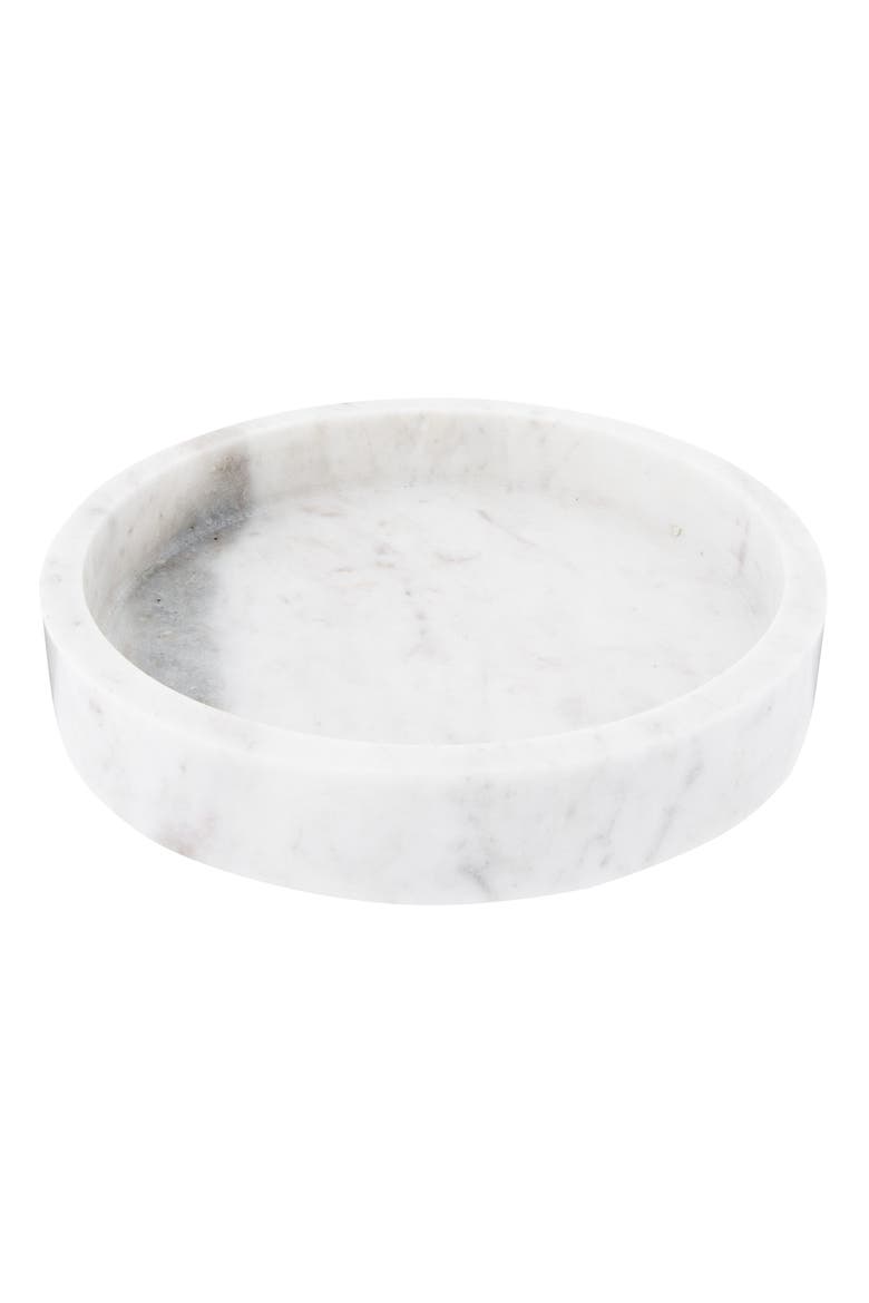 Minimalist Round Carved Marble Tray or Charcuterie Board, White, Main, color, White