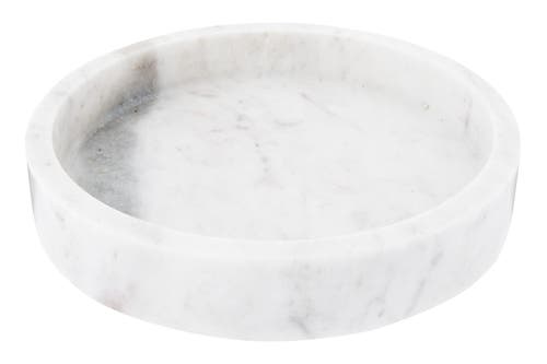 Storied Home Minimalist Round Carved Marble Tray Or Charcuterie Board, White