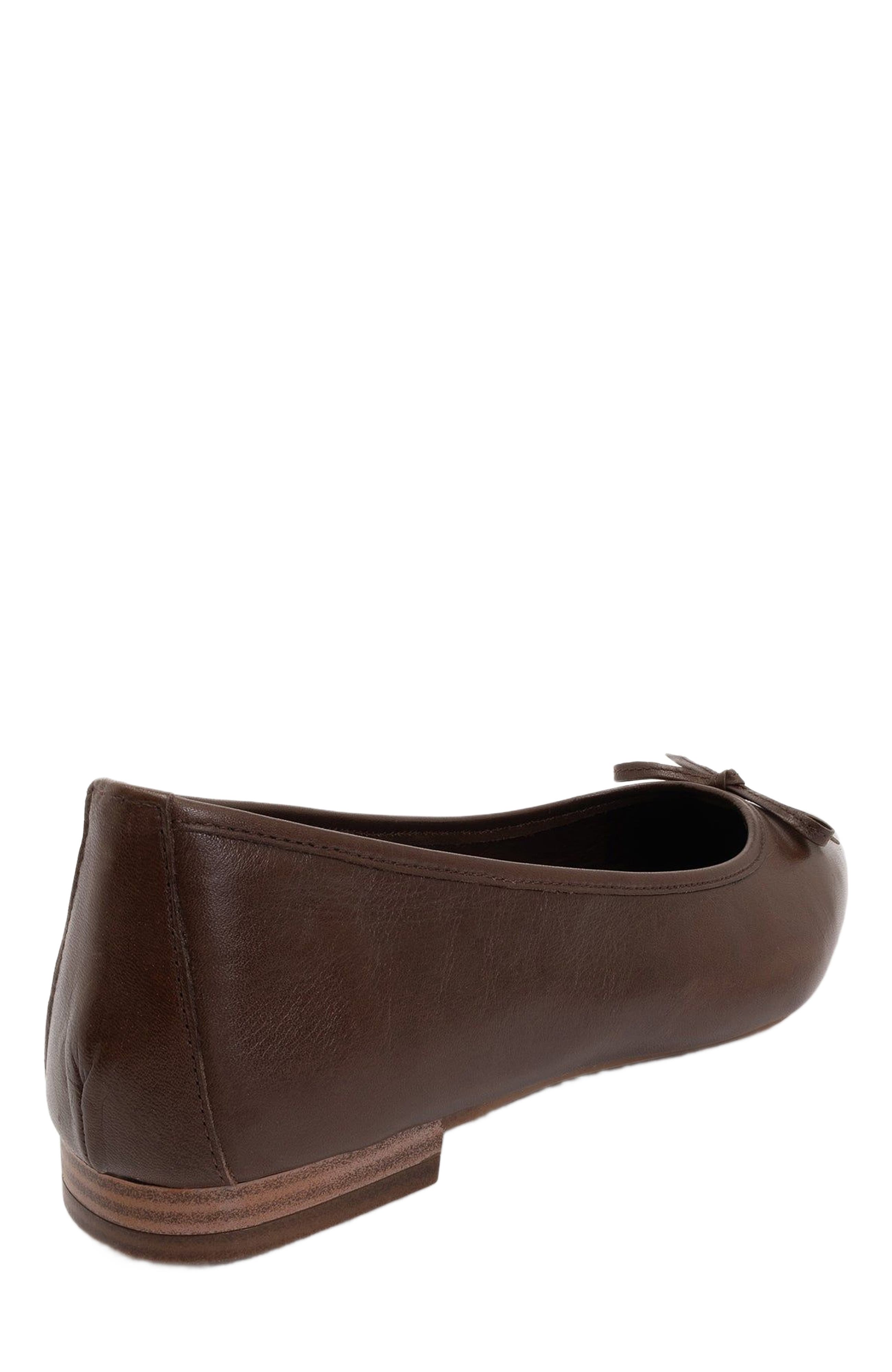 Forever & Always Shoes Ruby Leather Pointed Toe Flats, Alternate, color, Brown Leather