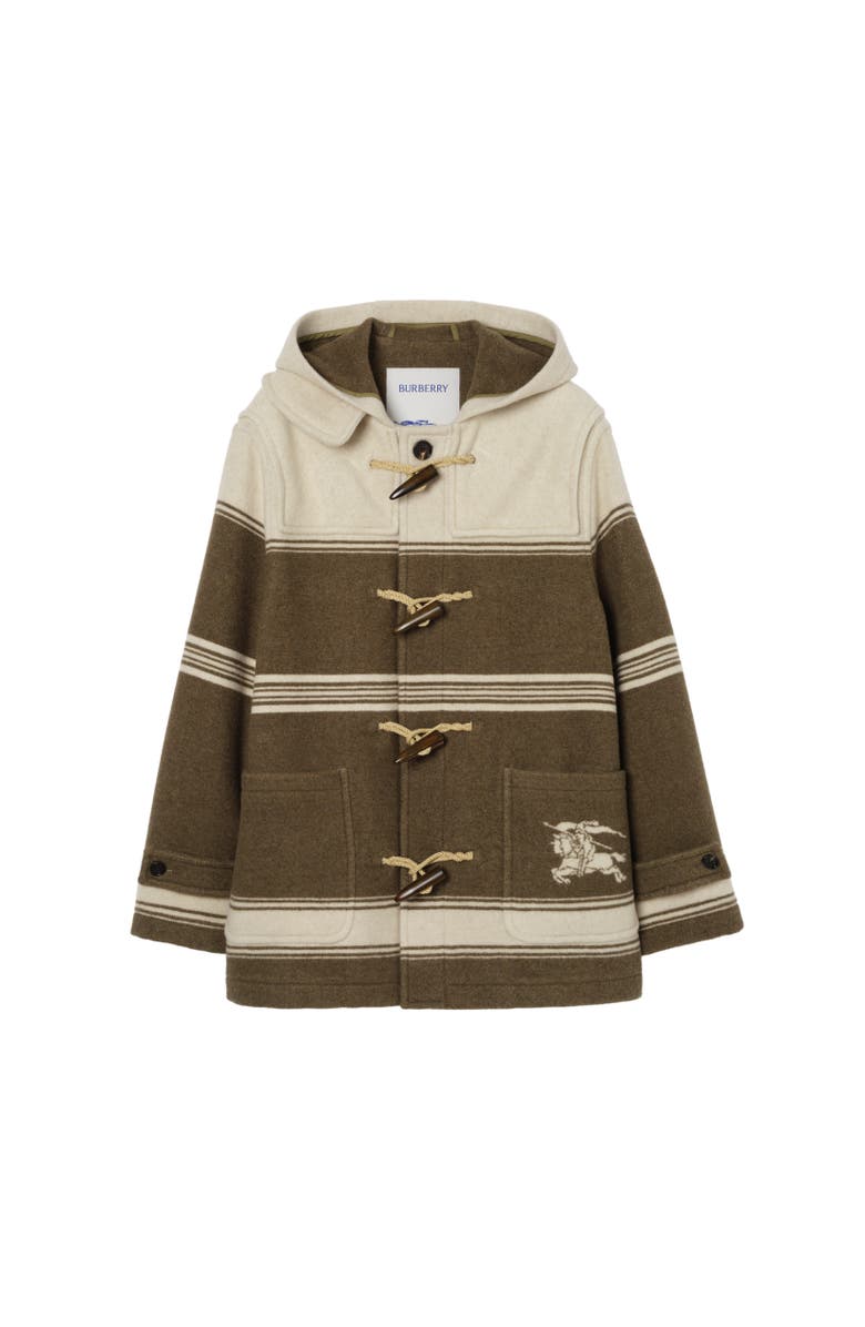 Burberry Short Wool Blend Harrogate Duffle Coat, Alternate, color, Scout Green