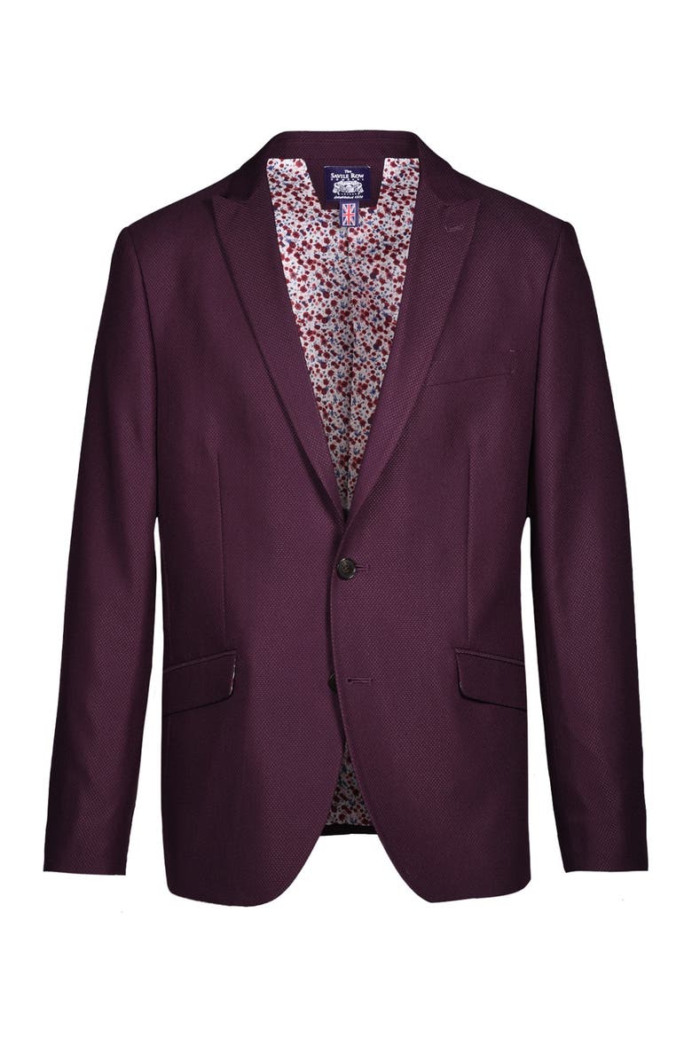 Burgundy Peak Lapel Slim Fit Blazer, Alternate, color, BURGUNDY