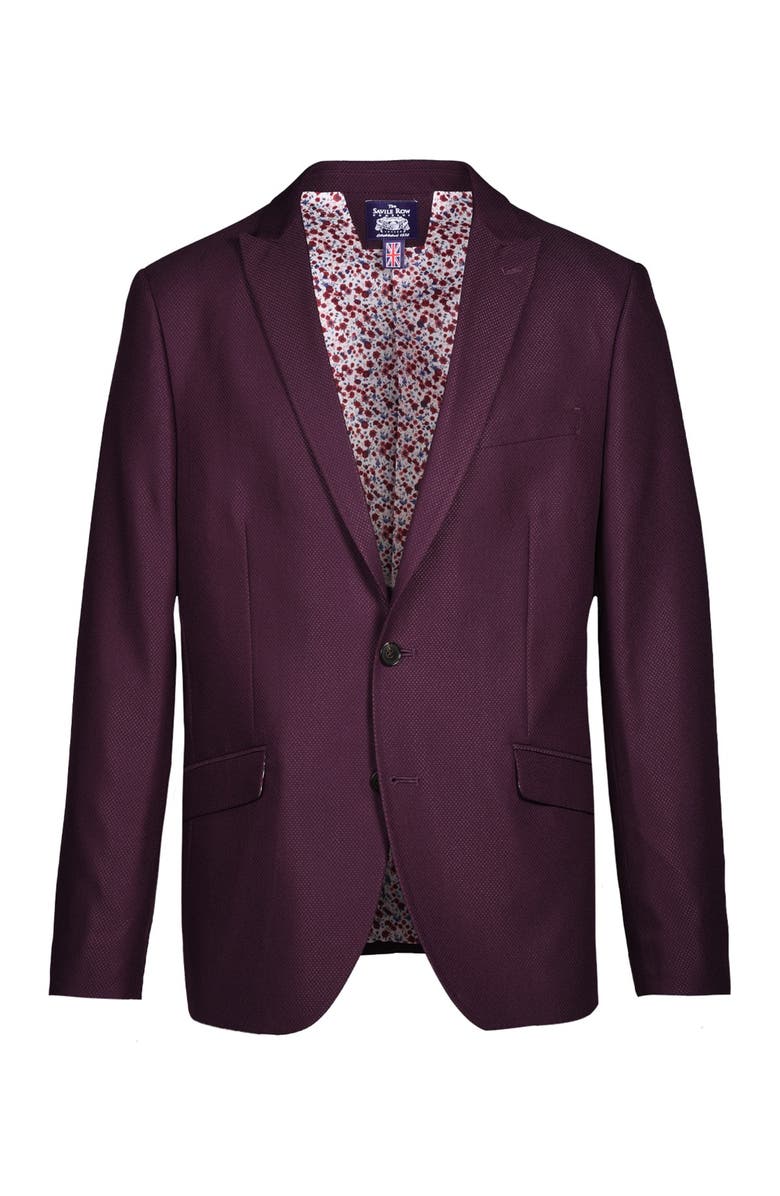 SAVILE ROW CO Burgundy Peak Lapel Slim Fit Blazer, Alternate, color, 