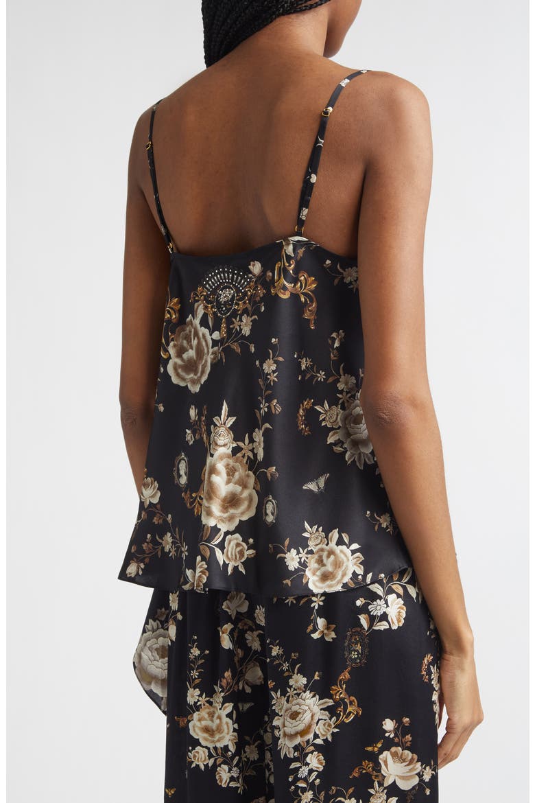 Flamenco Folklore Print Draped Asymmetric Silk Camisole, Alternate, color, FLAMENCO FOLKLORE