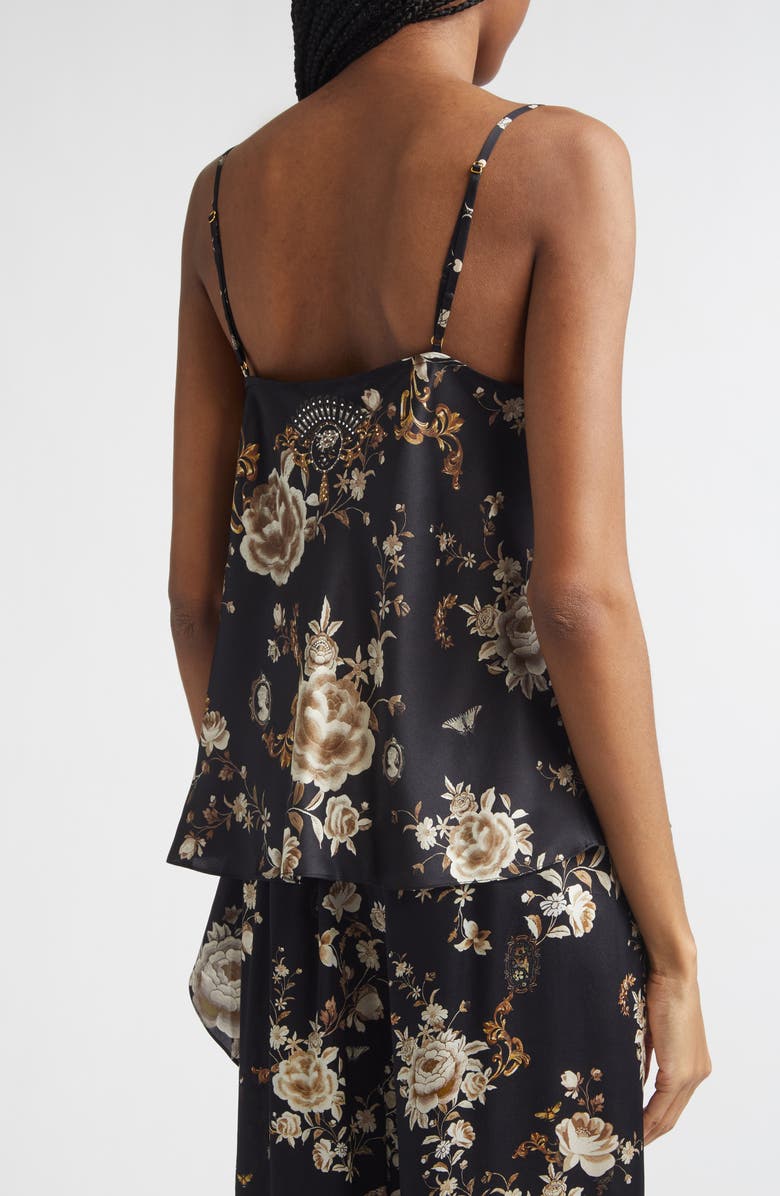 Camilla Flamenco Folklore Print Draped Asymmetric Silk Camisole, Alternate, color, Flamenco Folklore