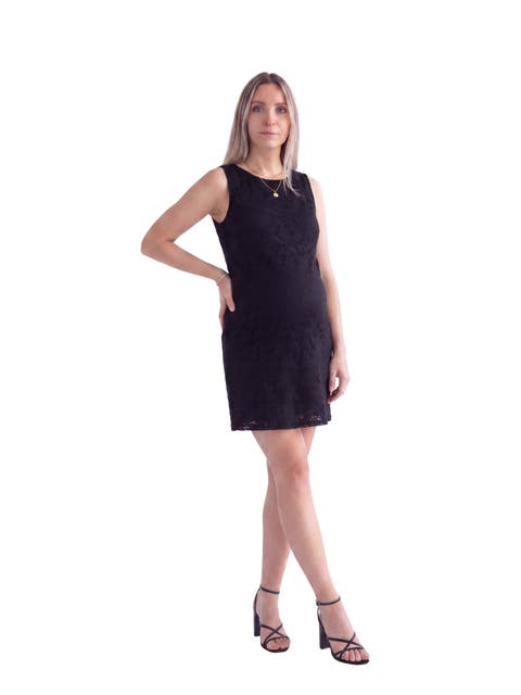 Maternity Elevate Lace Sleeveless Boat Neck Mini Shift Dress