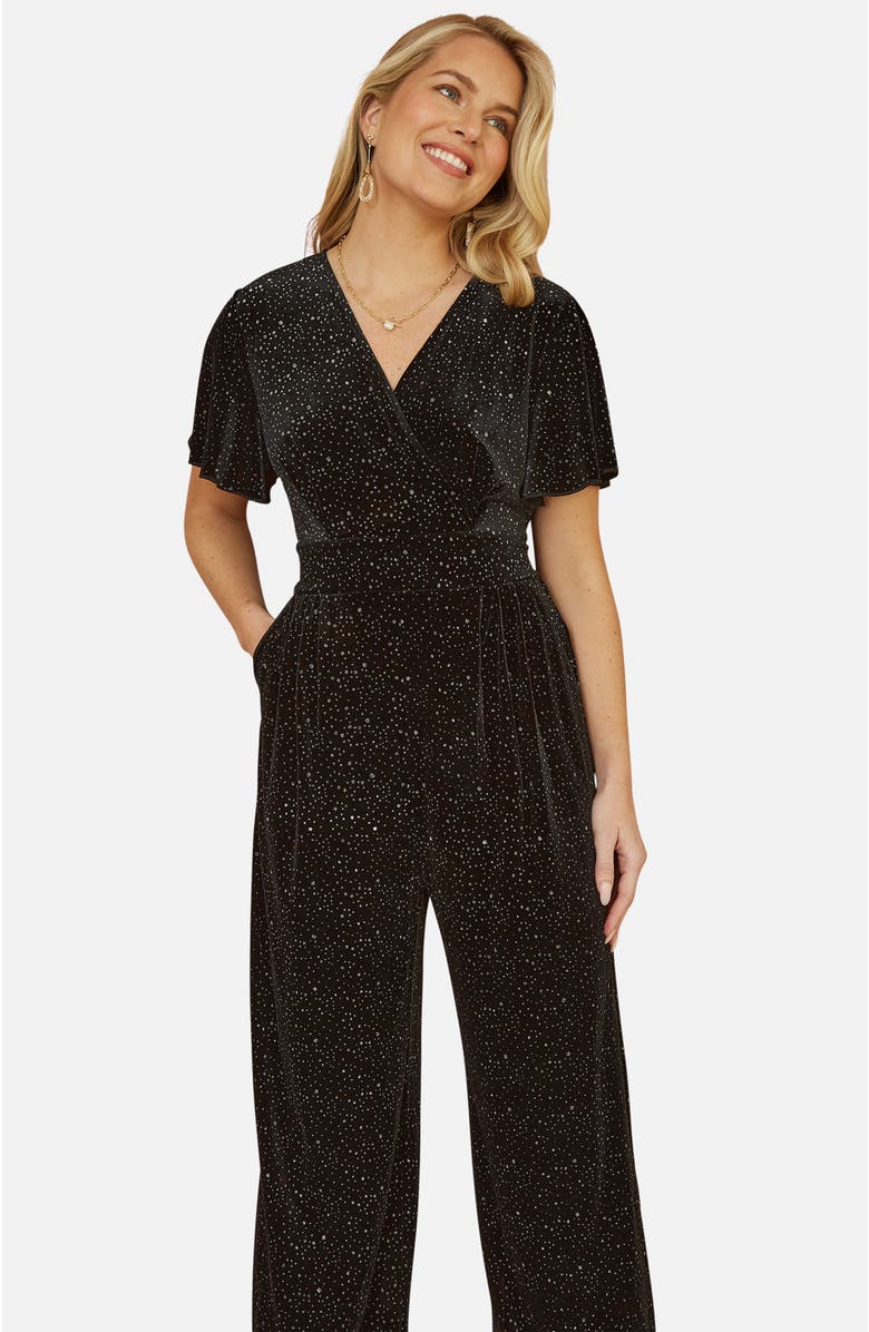 Yumi Sparkle Velvet Jumpsuit, Alternate, color, Black