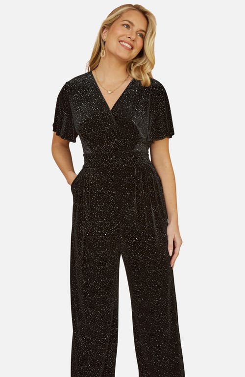 Yumi Sparkle Velvet Jumpsuit In Black