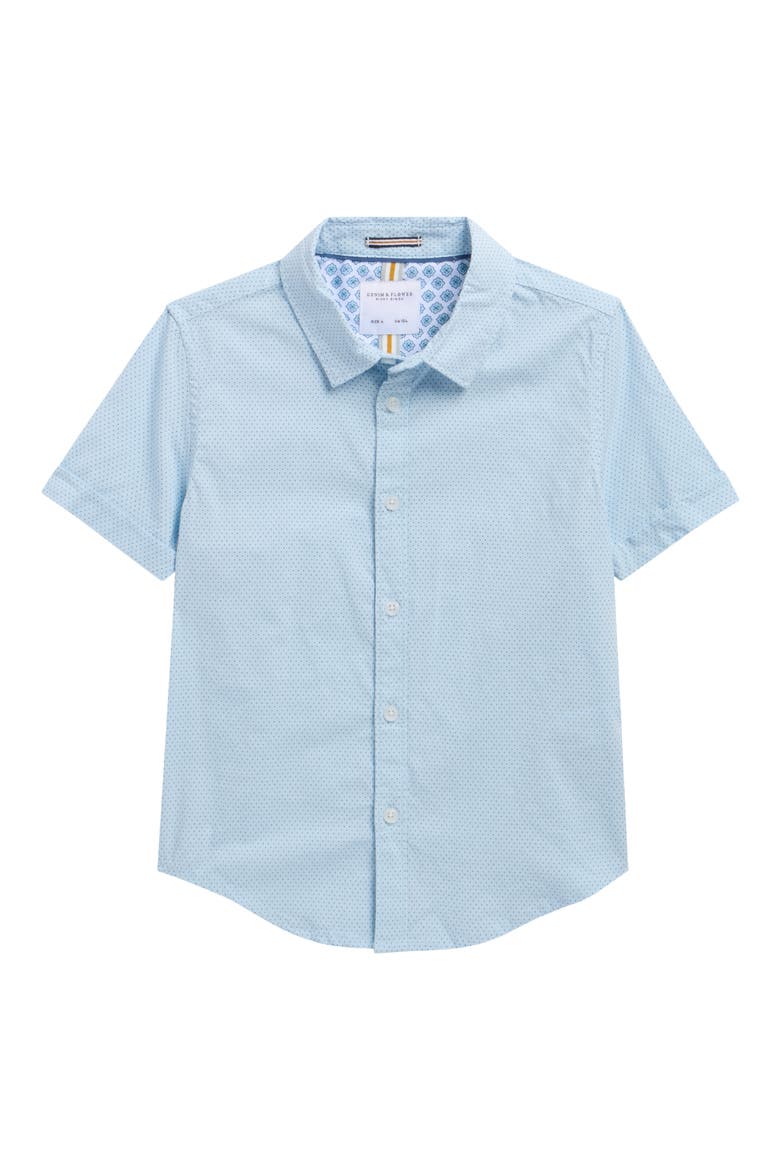 Kids' Dot Button-Up Shirt, Main, color, BLUE