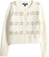 Freshman Kids' Floral Stripe Pointelle Cardigan