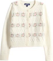 Freshman Kids' Floral Stripe Pointelle Cardigan