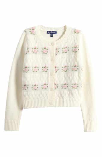 Kids' Floral Stripe Pointelle Cardigan