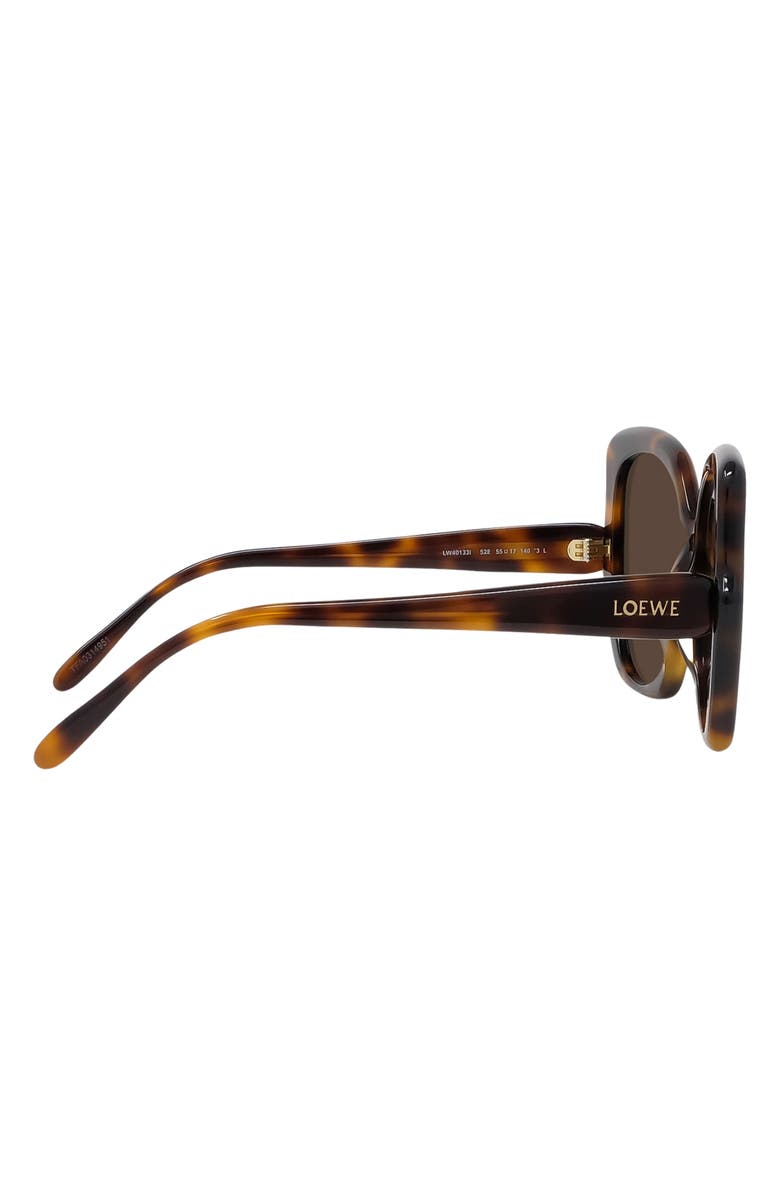 Loewe Thin 55mm Geometric Sunglasses, Alternate, color, Dark Havana / Brown
