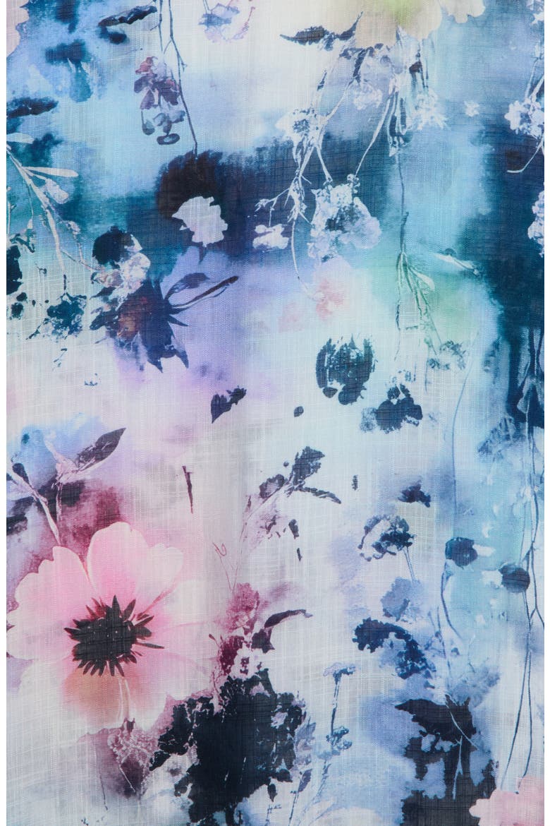 Floral Print Square Tassel Scarf, Alternate, color, BLUE