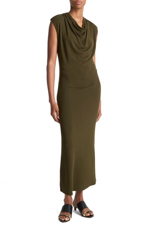 Vince Cowl Neck Cap Sleeve Maxi Dress In Green