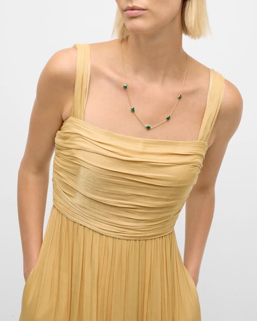 Jan Leslie Five Station Heart 30" Necklace Set In Sterling Silver With 18k Gold Overlay In Green