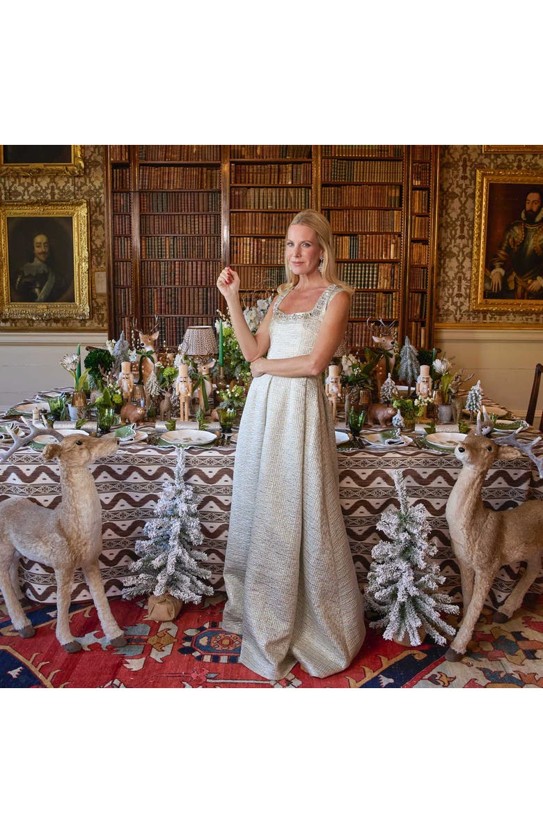Mrs. Alice Ikat Tablecloth, Alternate, color, Brown