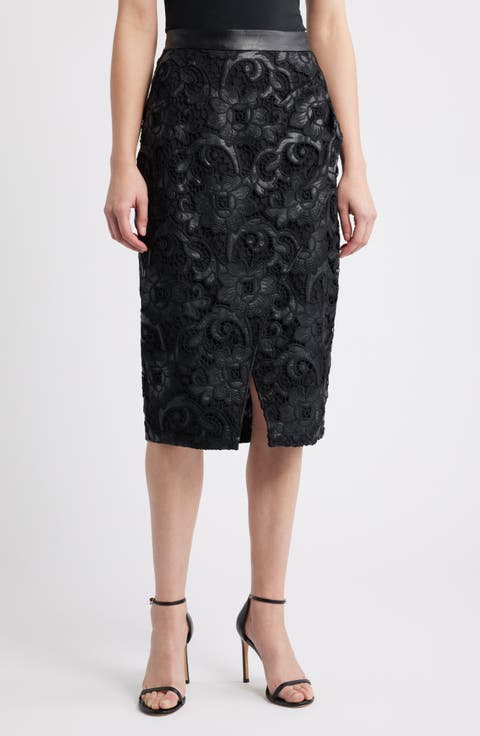 Vivienne Wrap Front Lace Midi Skirt