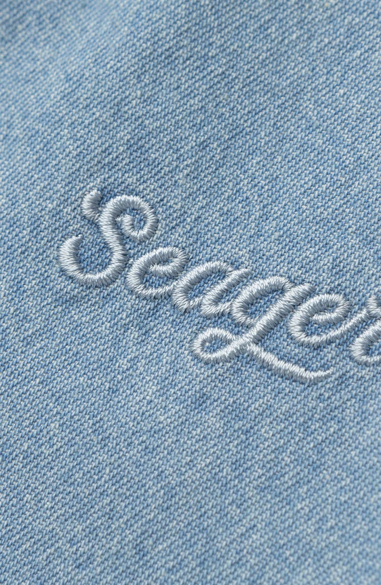 Seager Co Southpaw Whippersnapper Cotton Chambray Snap-Up Shirt, Alternate, color, Light Wash Indigo
