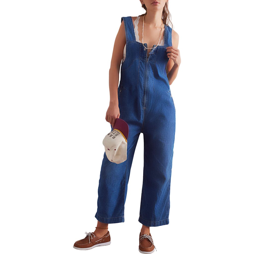 Free People Jude Denim Jumpsuit In Purple