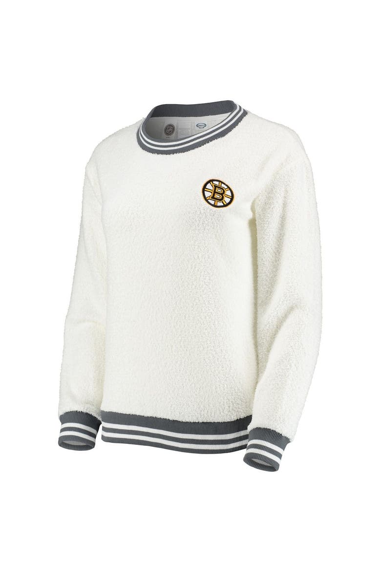 Women's Concepts Sport Cream/Charcoal Boston Bruins Granite Sherpa Pullover Sweatshirt, Alternate, color, Cream