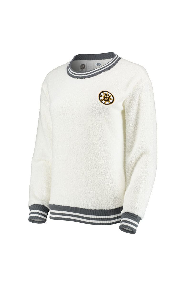 CONCEPTS SPORT Women's Concepts Sport Cream/Charcoal Boston Bruins Granite Sherpa Pullover Sweatshirt, Alternate, color, 