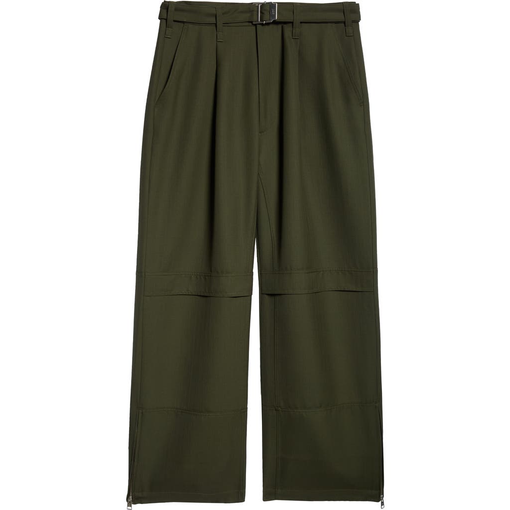 Shop Ami Alexandre Mattiussi Ami Paris Wide Leg Wool Canvas Pants In Loden/376