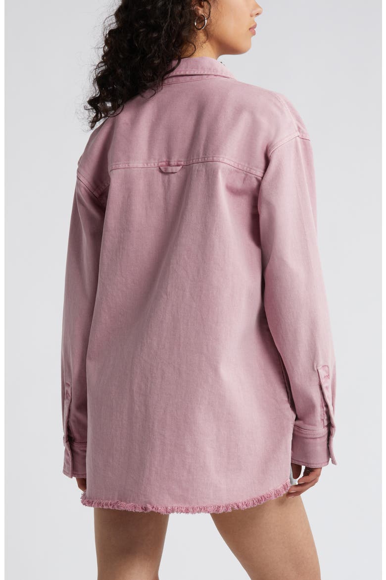 Frayed Oversize Twill Workwear Shirt, Alternate, color, PURPLE CLOUD