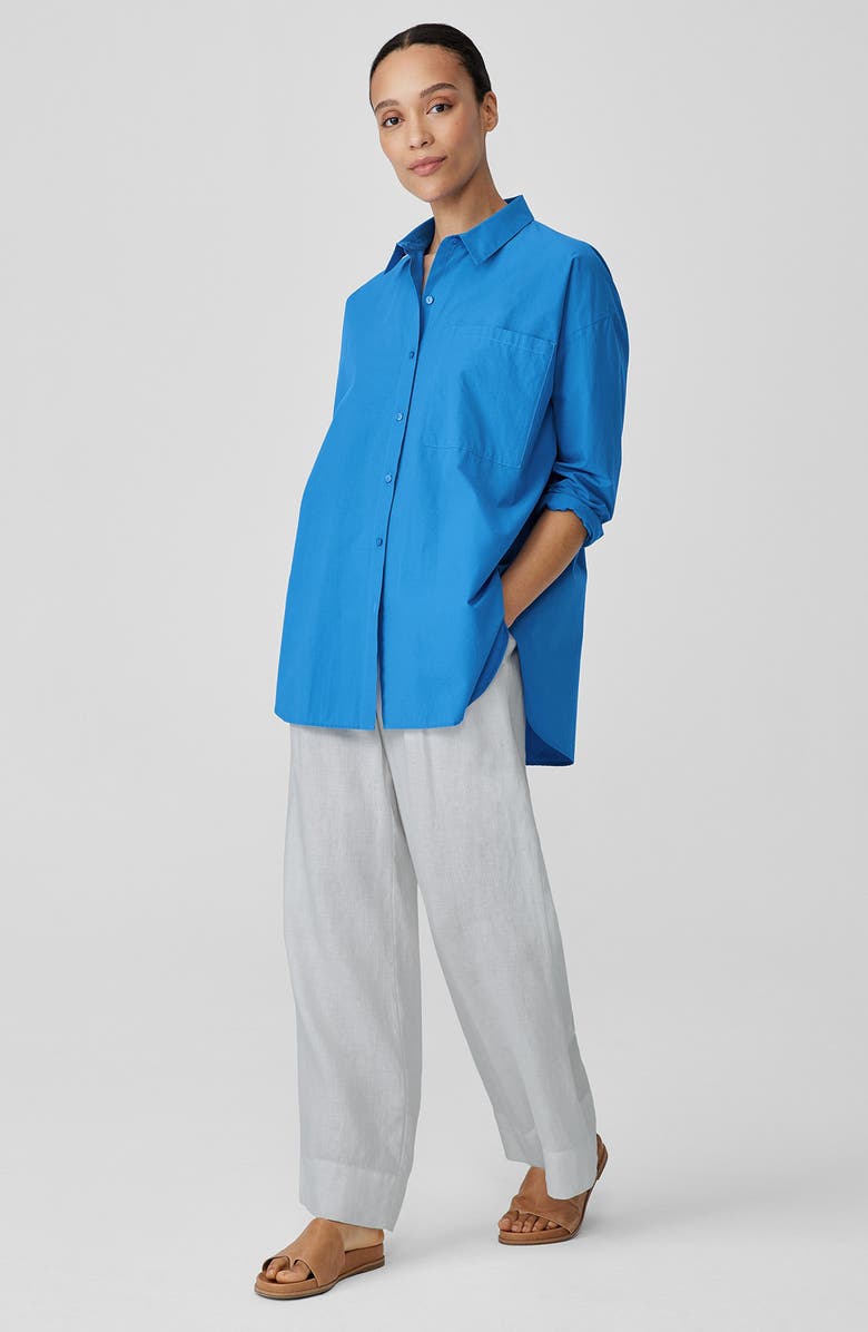Eileen Fisher Classic Collar Organic Cotton Button-Up Shirt, Alternate, color, Calypso