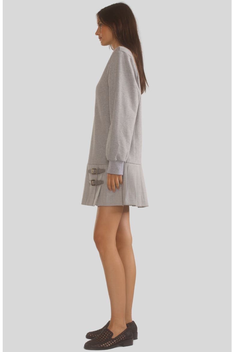 Preston Pleated Sweatshirt Dress, Alternate, color, Heather Grey