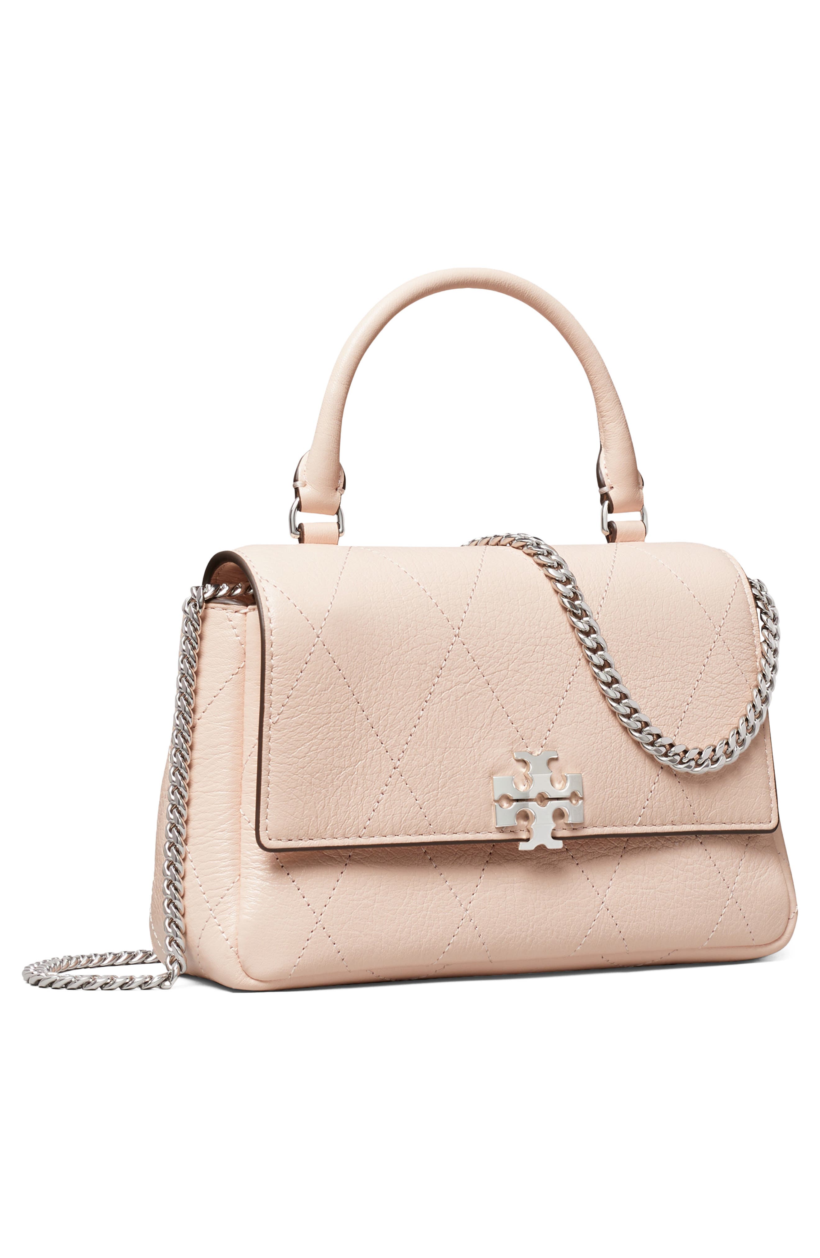 Charlie Quilted Leather Top Handle Bag, Alternate, color, SOFT PINK
