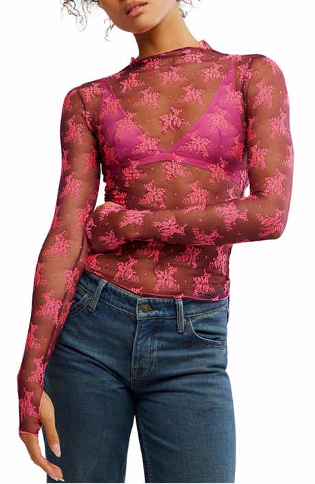 Free People Two-Tone Lady Lux Sheer Mesh Top