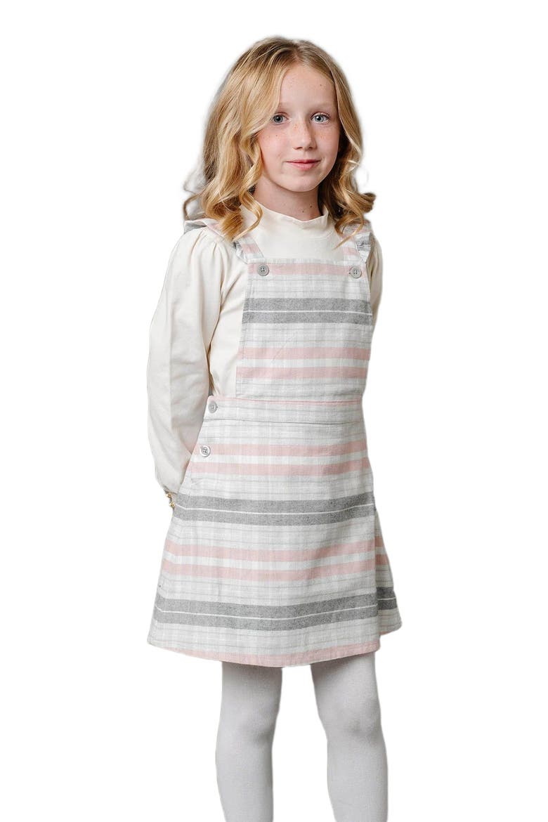 Girls' Organic Ruffle Strap Skirtall, Toddler, Alternate, color, Gray and Rose Plaid