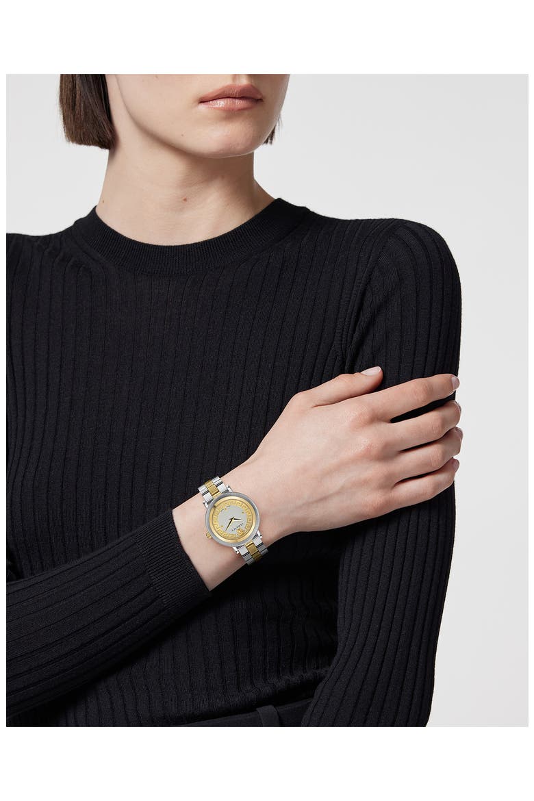 Greca Flourish Bracelet Watch, 35mm, Alternate, color, TWO TONE