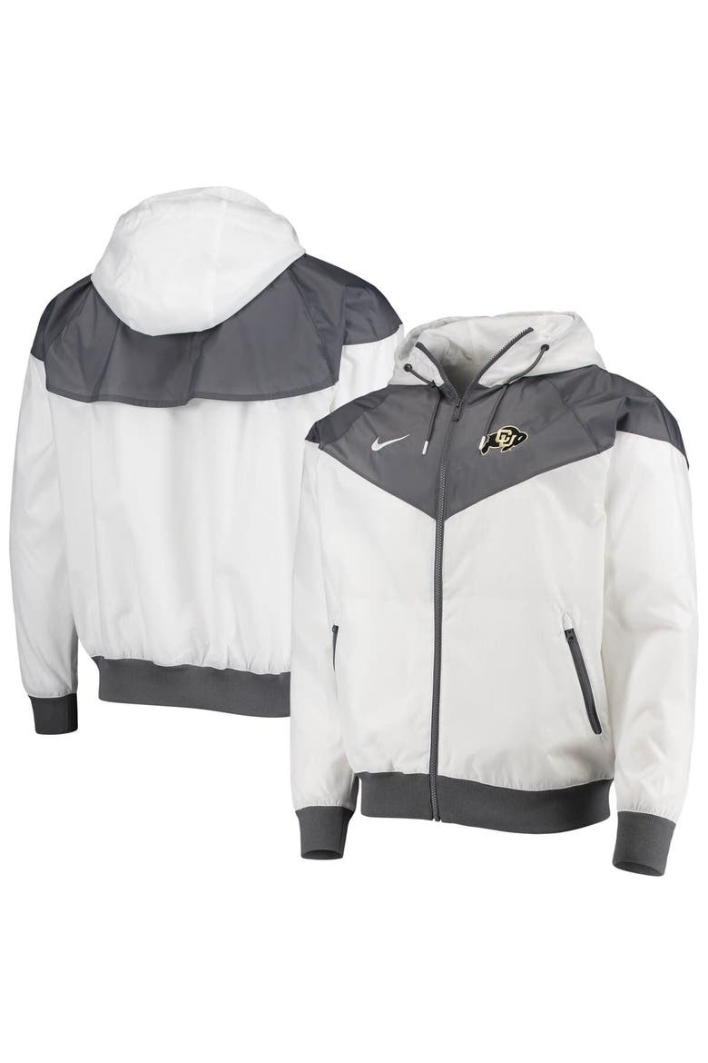 Men's Nike White Colorado Buffaloes Windrunner Raglan Full-Zip Hoodie Jacket, Main, color, White