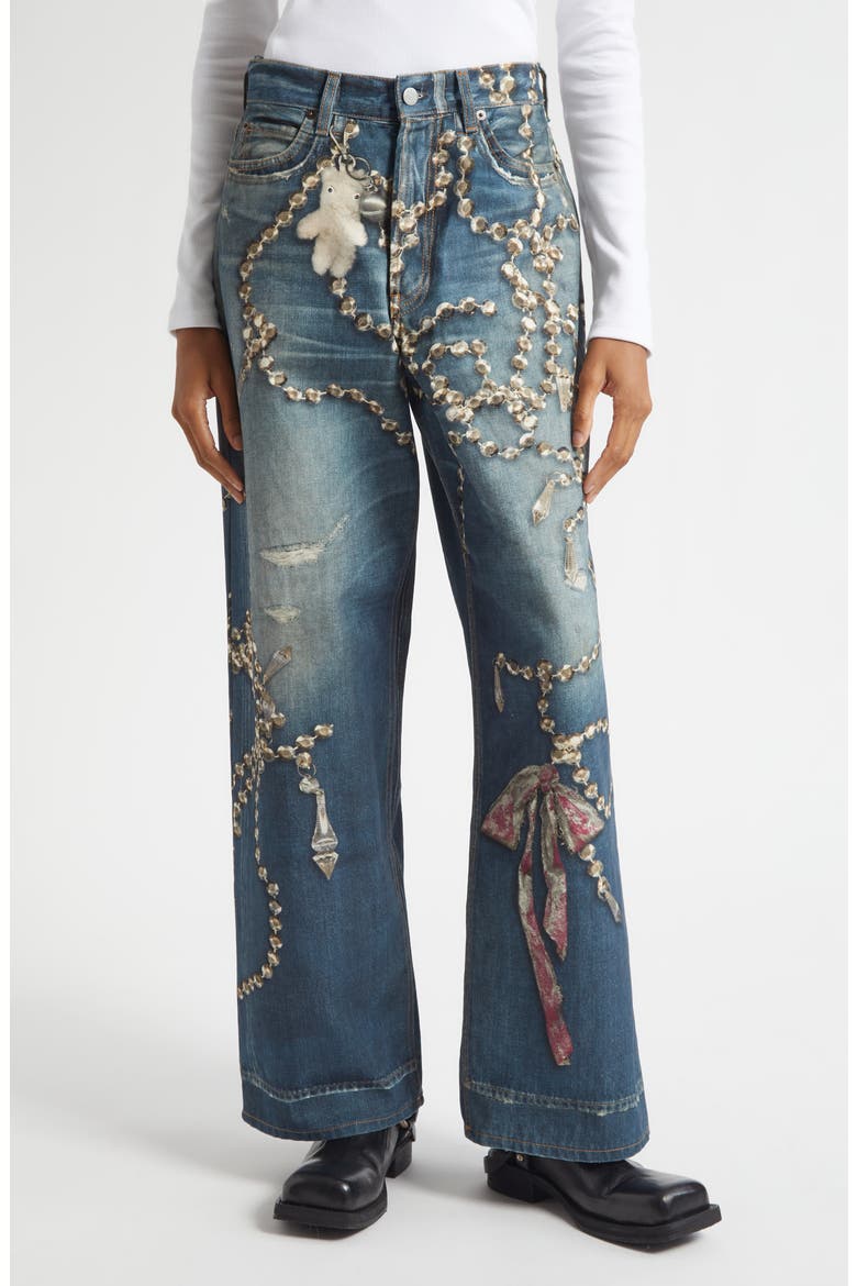 Gender Inclusive 1981 Loose Fit Trompe l'Oeil Jeans, Main, color, MID BLUE