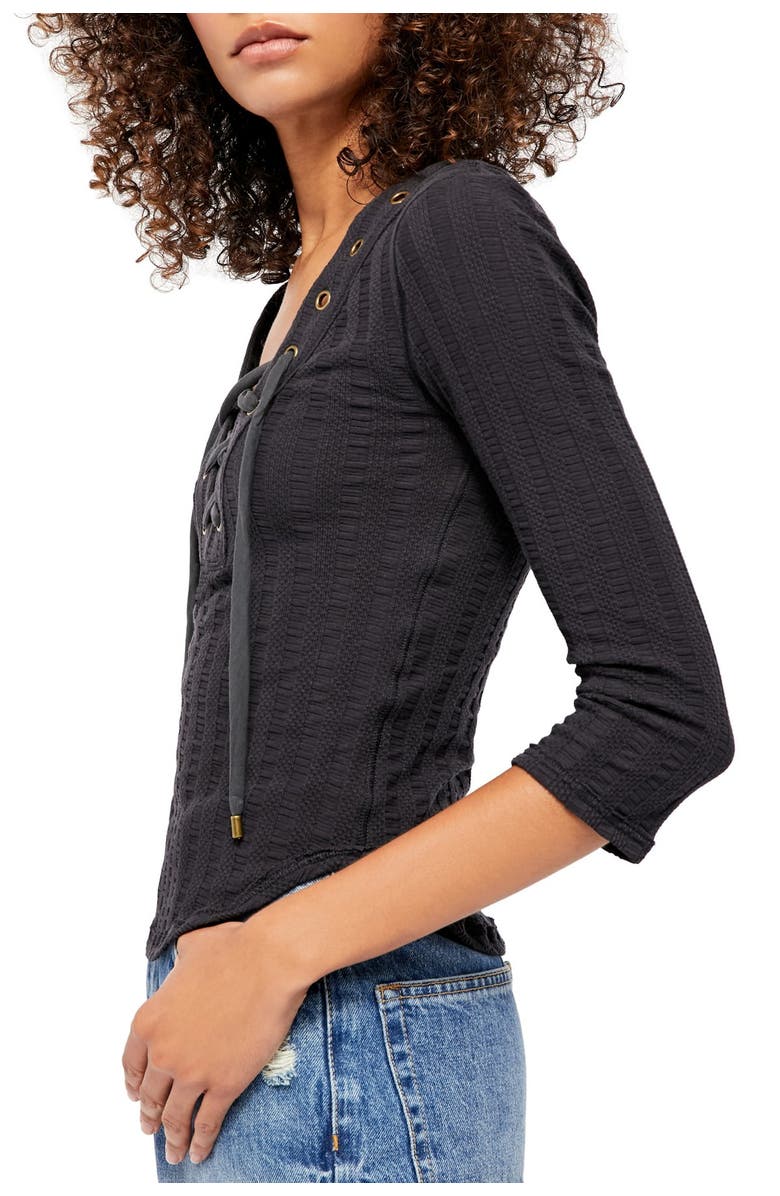 Free People Ice Cold Lace-Up Top, Alternate, color, 
