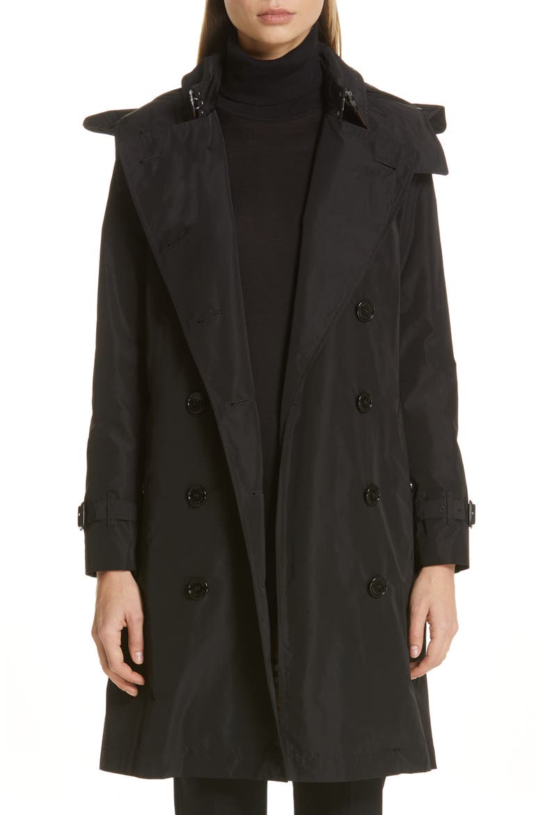 Kensington Trench Coat with Detachable Hood, Main, color, BLACK