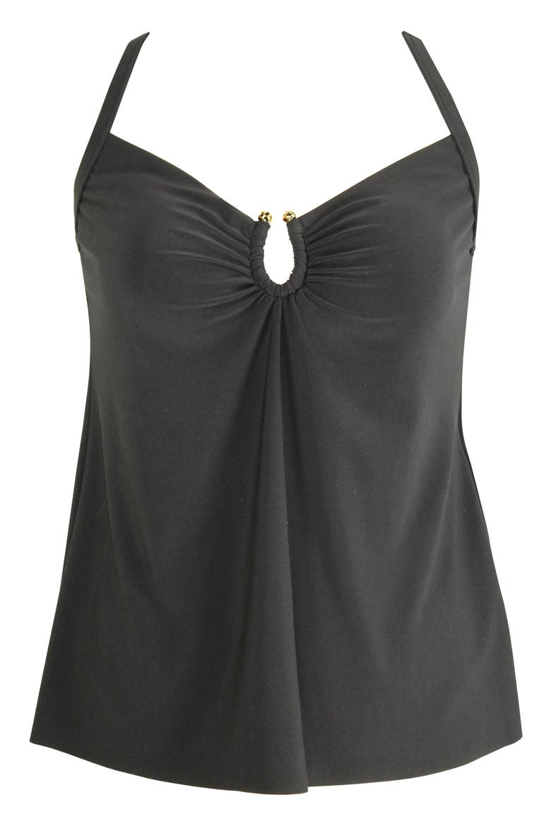 Razzle Dazzle Zing Tankini Swim Top, Alternate, color, BLACK