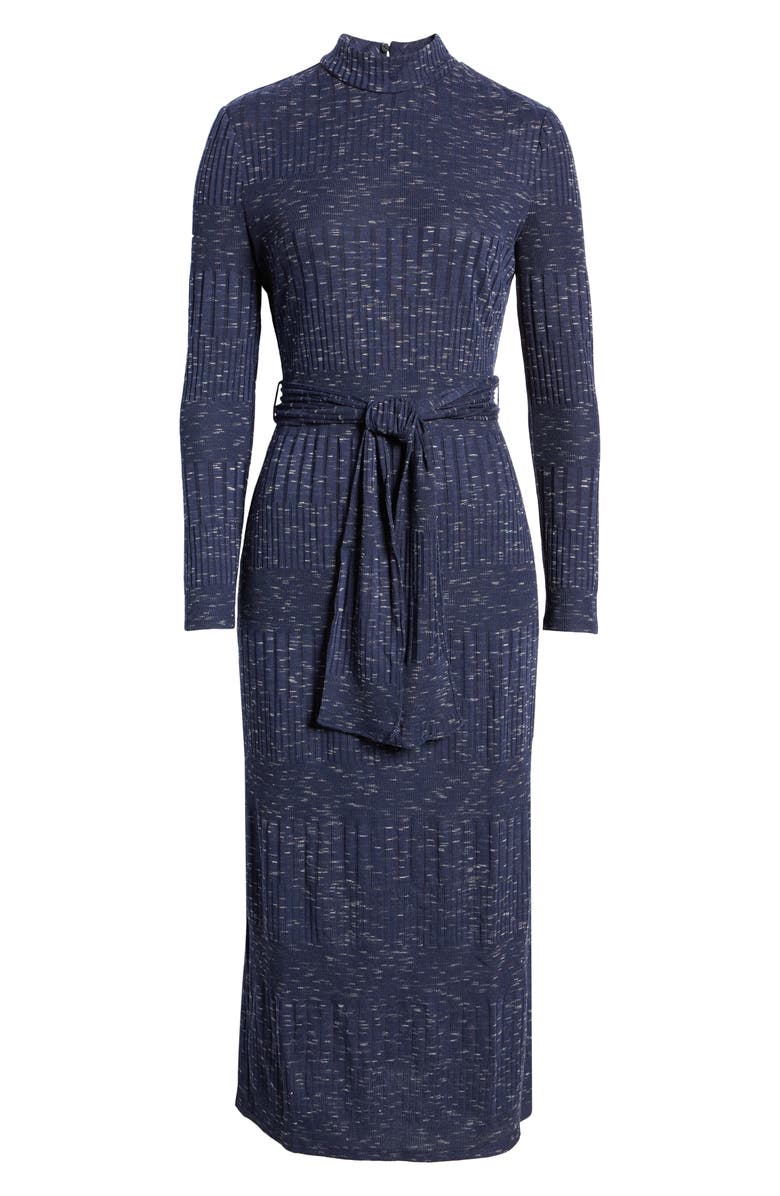 Maggy London Ribbed Mock Neck Waist Tie Long Sleeve Sweater Dress, Alternate, color, 