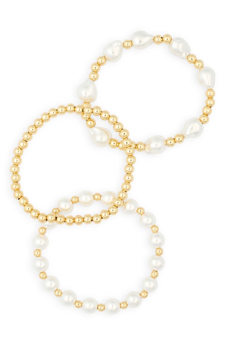 Leith 3-Pack Assorted Stretch Bracelets, Alternate, color, White- Gold