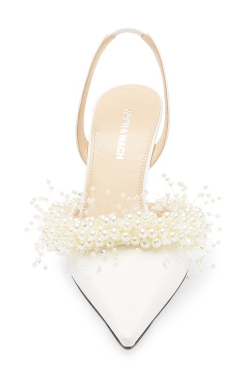 Mach&mach Mach & Mach Floating Faux Pearl Slingback Pump In White