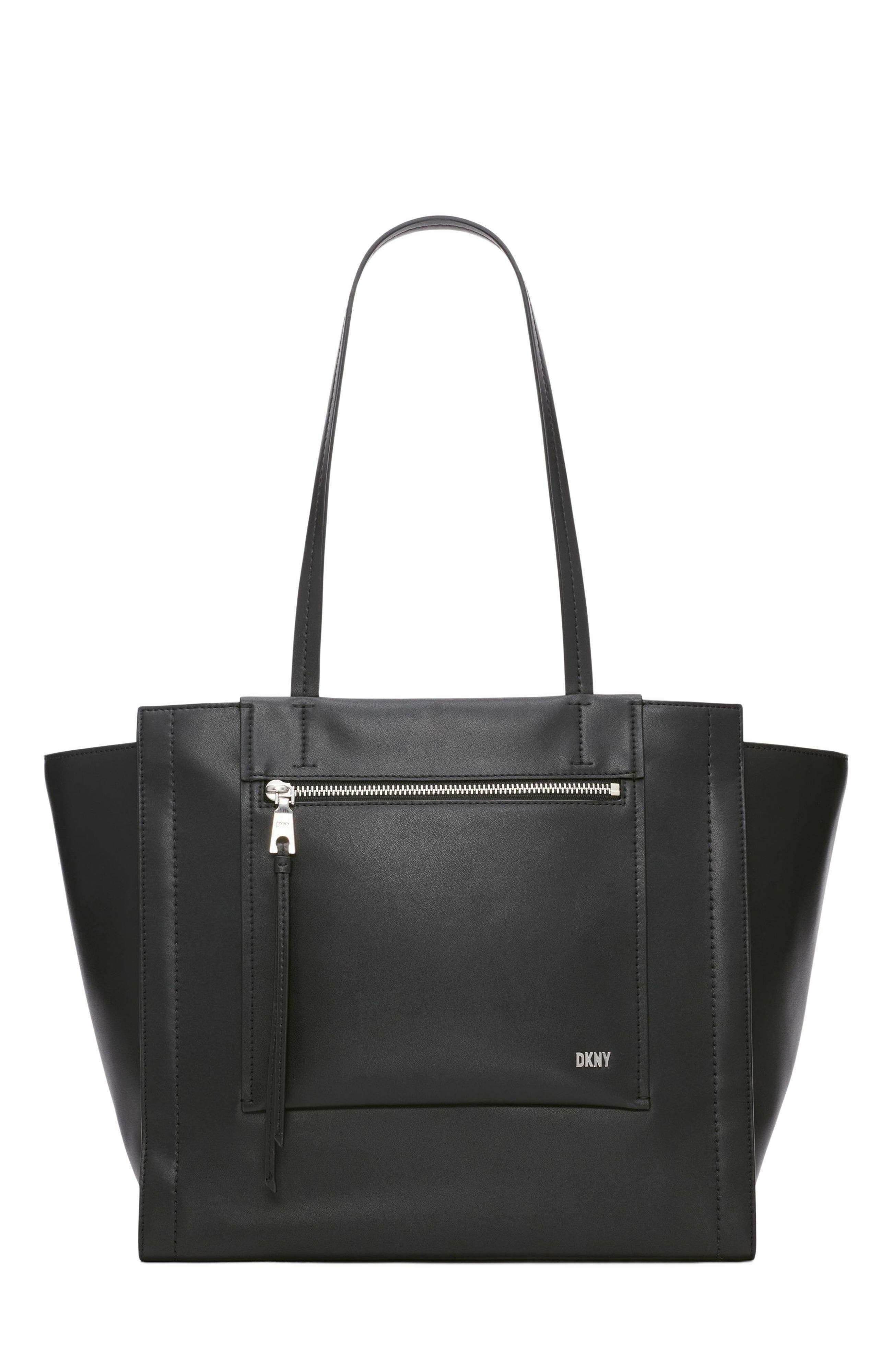 DKNY Pax Large Tote Bag, Main, color, Black/Silver