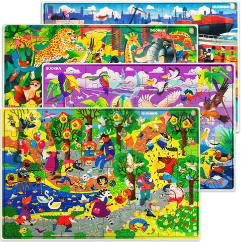 4x60 Piece Wooden Jigsaw Puzzles for Kids