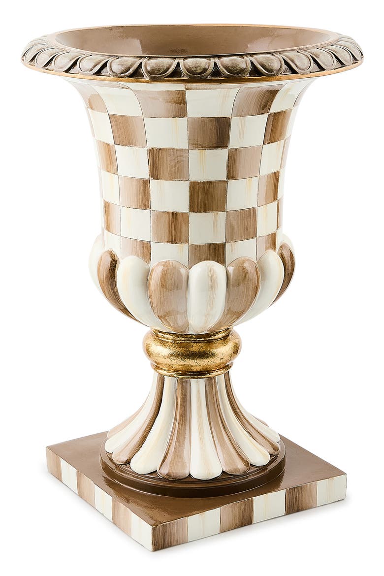 Mocha Check Tabletop Pedestal, Alternate, color, MOCHA