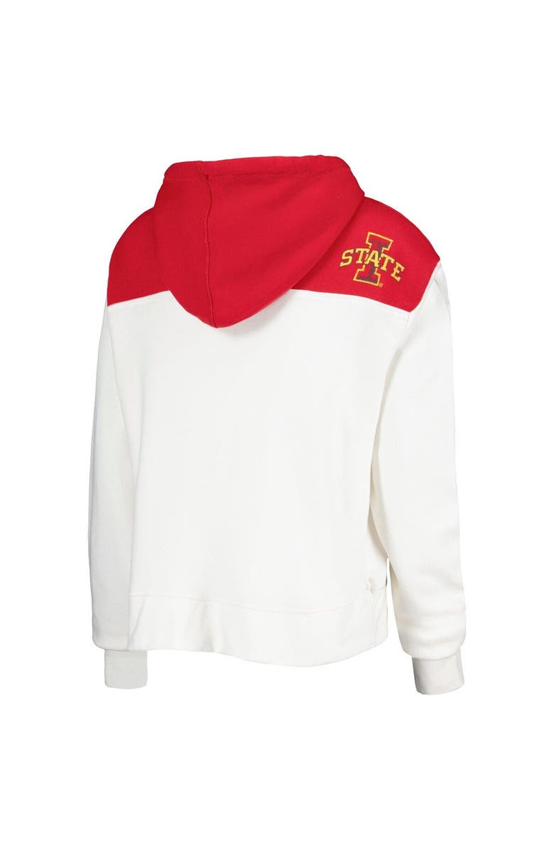 PRESSBOX Women's Pressbox White/Cardinal Iowa State Cyclones Chicago 2-Hit Yoke Pullover Hoodie, Alternate, color, 