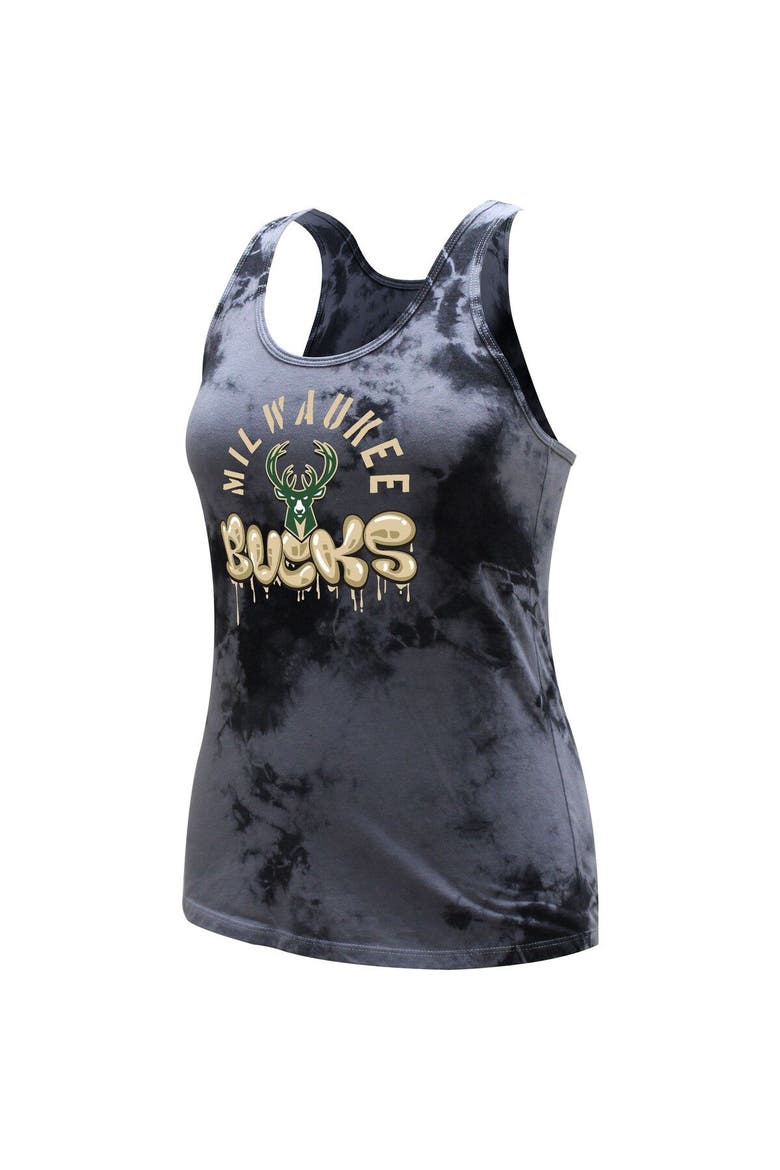 Women's Stadium Essentials  Charcoal Milwaukee Bucks Street Art Dark Crystal Washed Tank Top, Alternate, color, Charcoal
