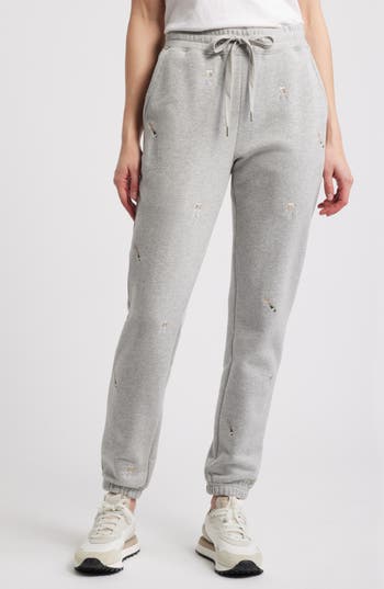 Rails Kingston Champagne Embroidery Cotton Blend Joggers In Gray