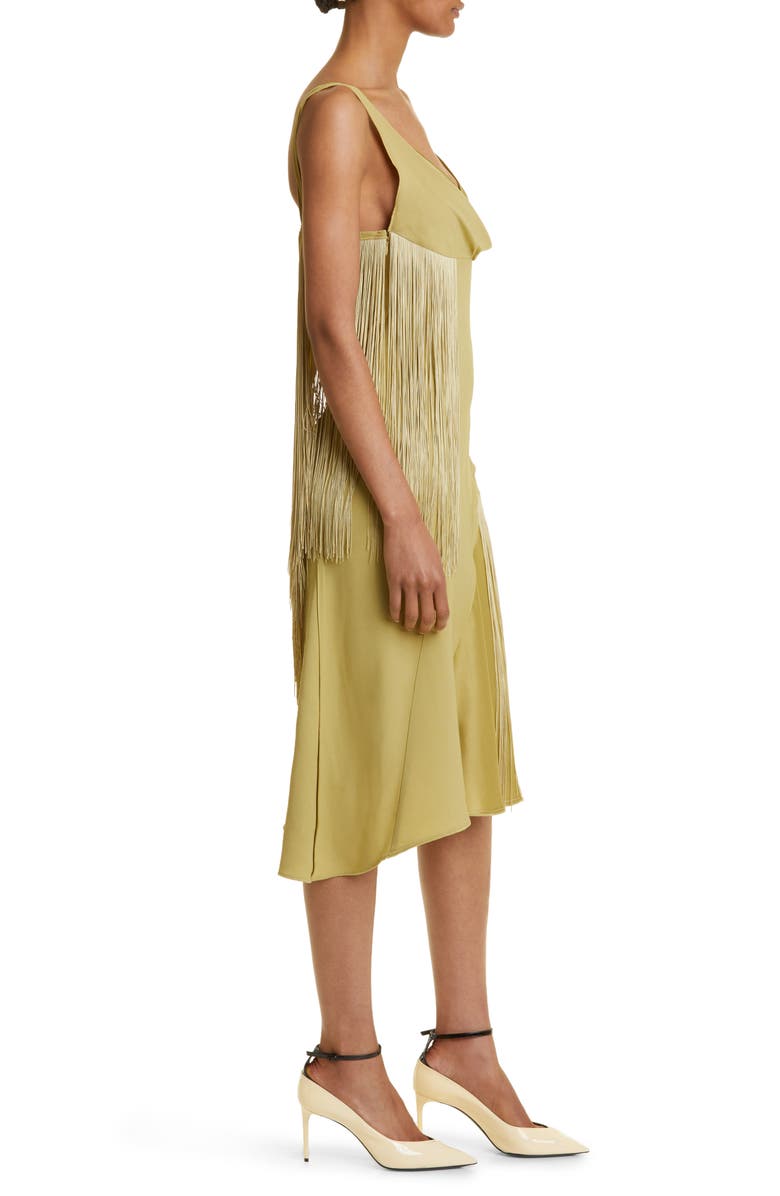 Victoria Beckham Asymmetric Cowl Neck Fringe Satin Minidress, Alternate, color,